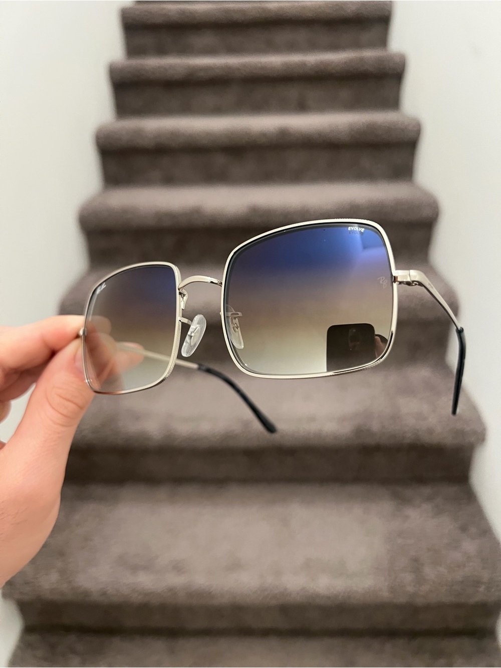 NEW Ray-Ban RB 1971 Silver Square Blue Gradient 54mm Unisex Sunglasses